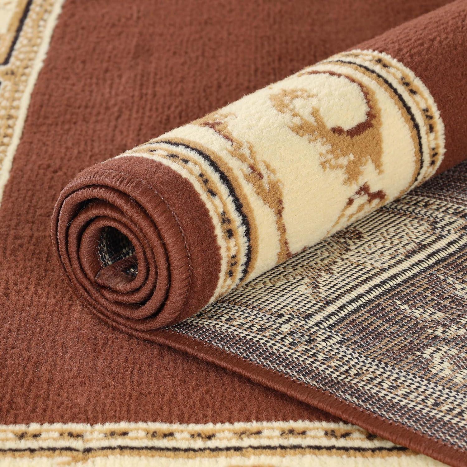 Superior Classic Elegant Floral Medallion Power-Loomed Indoor Area Rug, Toffee, 6' x 9'