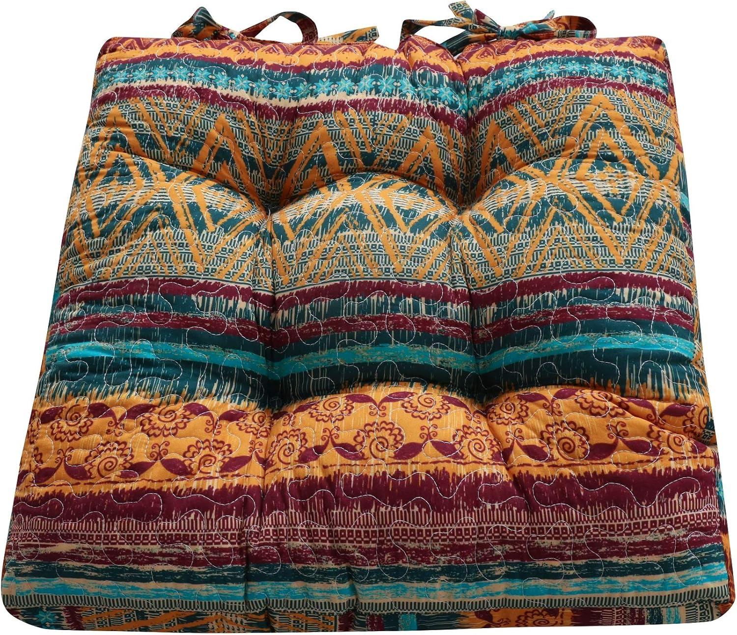 Greenland Home Barefoot Bungalow Triple-Layered Chair Pad - Seat Cushion - Southwest - Set of 4