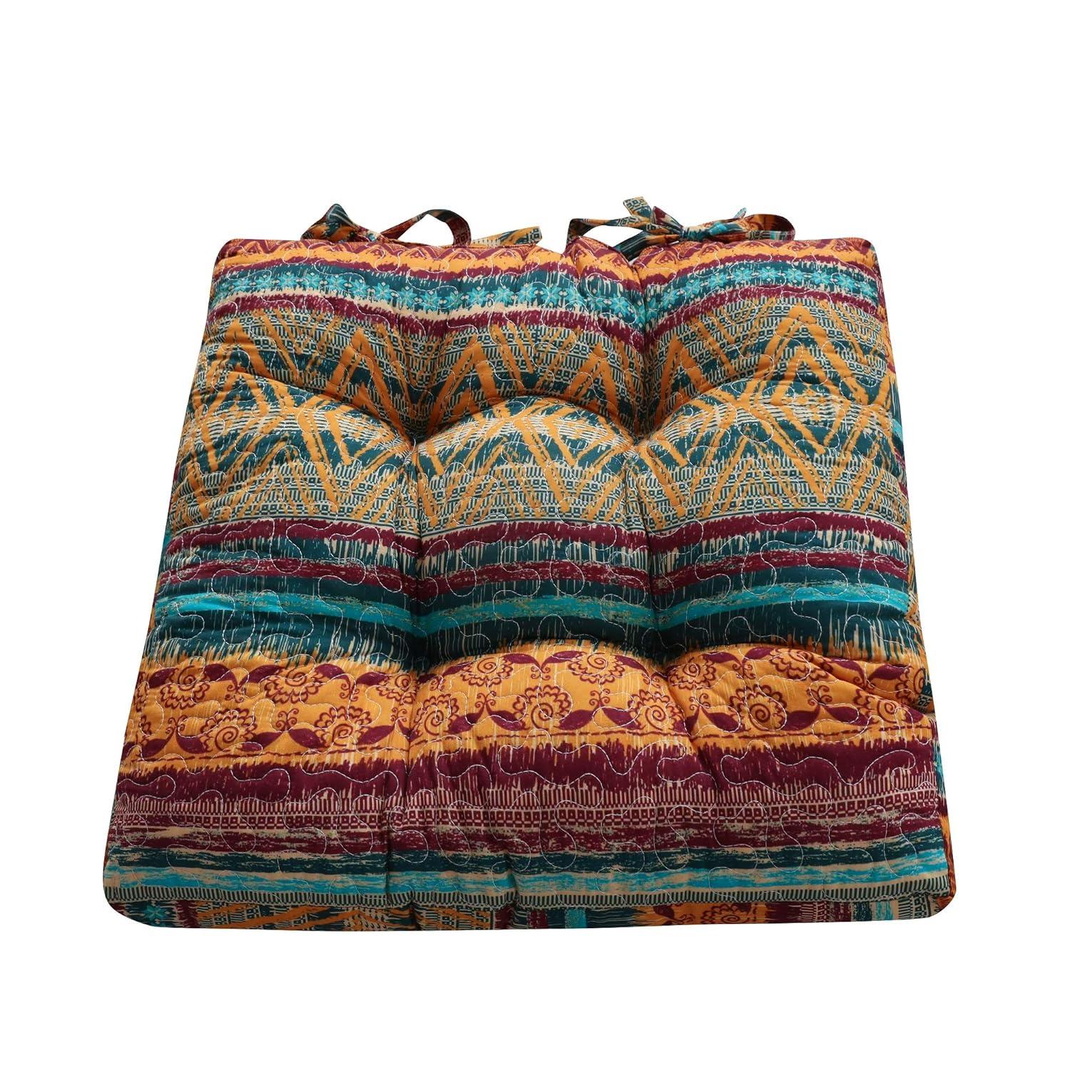 Greenland Home Barefoot Bungalow Triple-Layered Chair Pad - Seat Cushion - Southwest - Set of 4