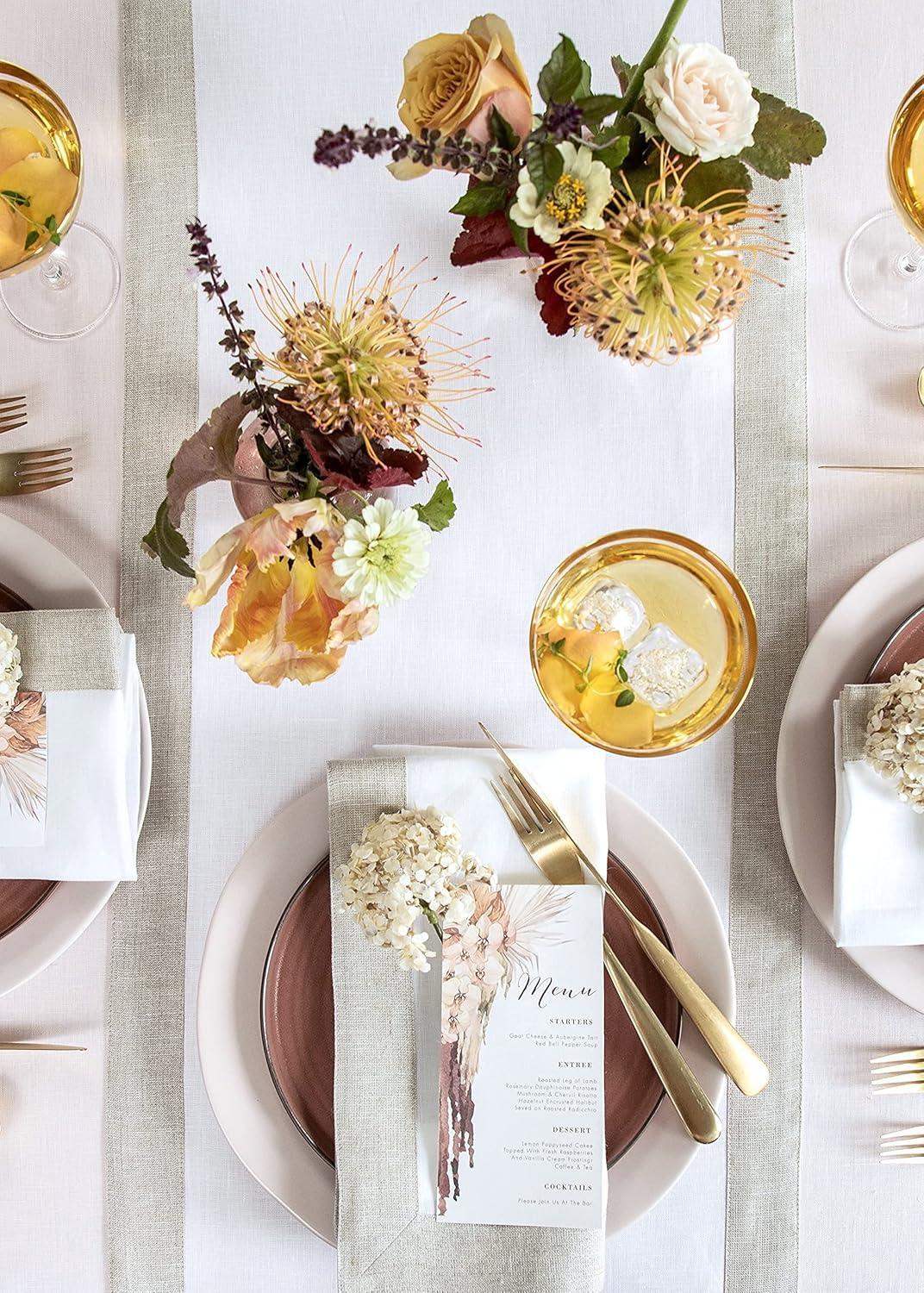 Solino Home Festive Edge Linen Table Runner