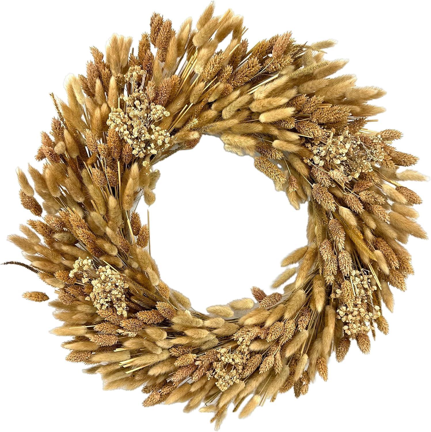 Golden Natural 21" Preserved Dried Wheat Wreath