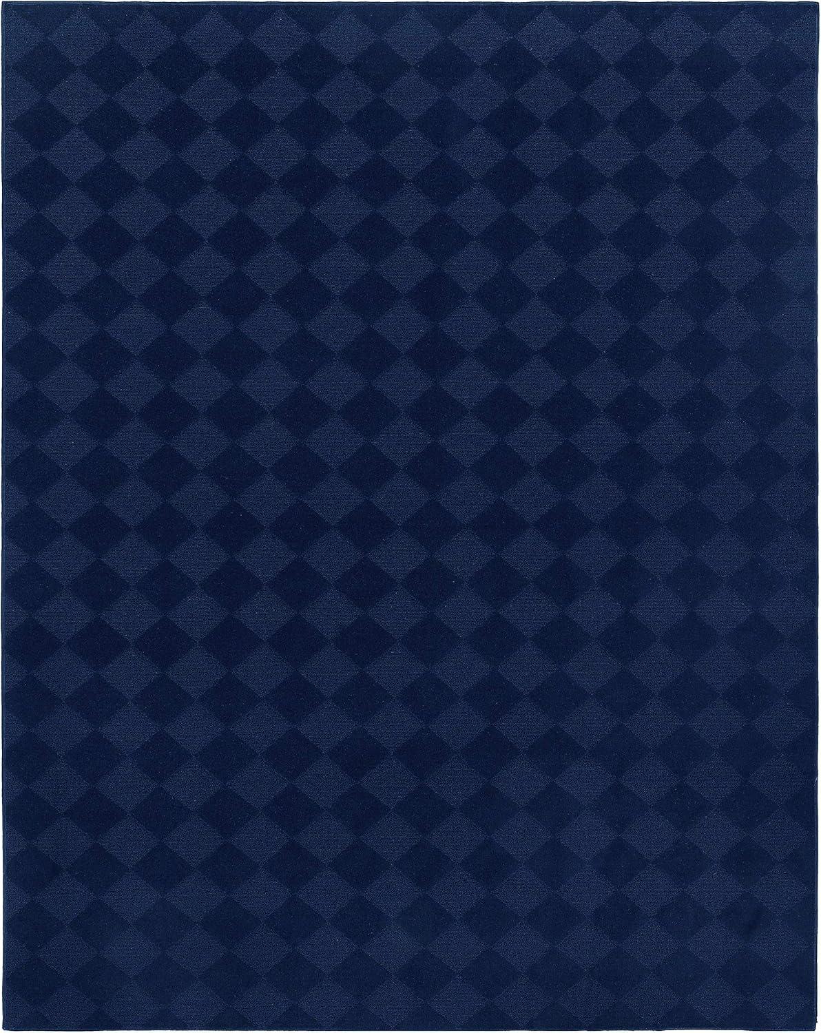 Navy Diamond Tufted 9' x 12' Rectangular Synthetic Rug