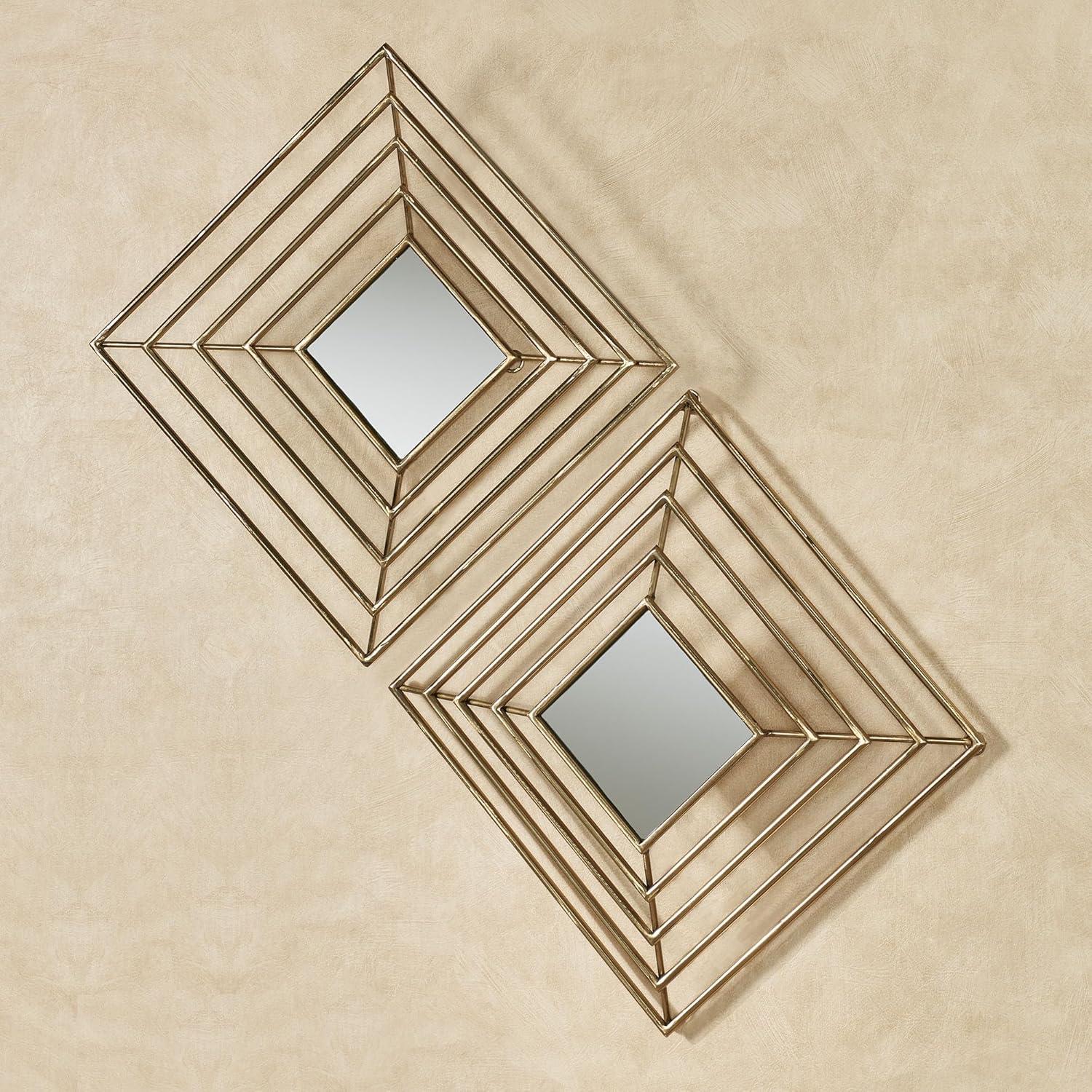 Modern Dacian Metal Openwork Mirrored Wall Art Set Gold 15"sq.x3.5"D Set of 2