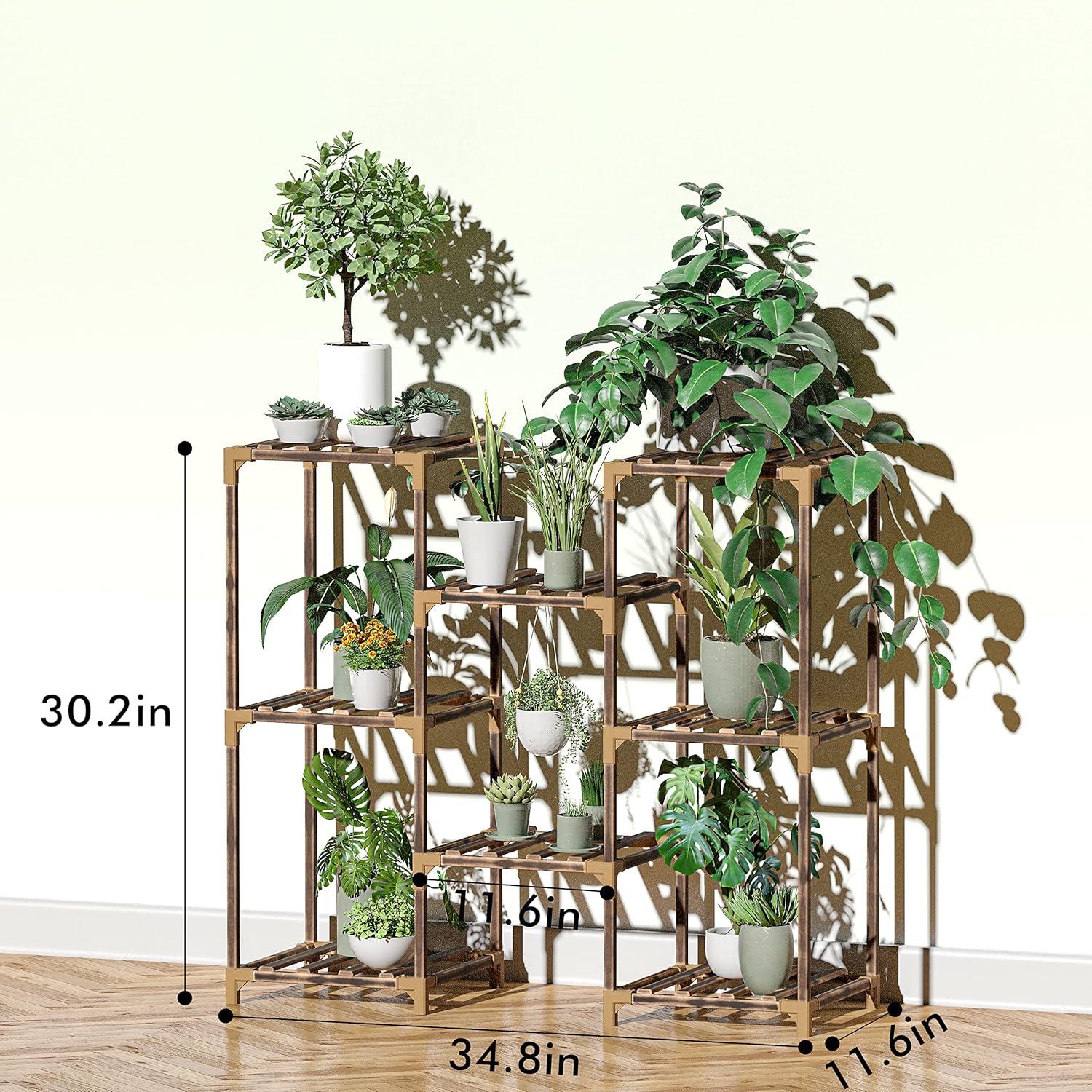 Eucalyptus Wood Adjustable Indoor Outdoor Plant Stand