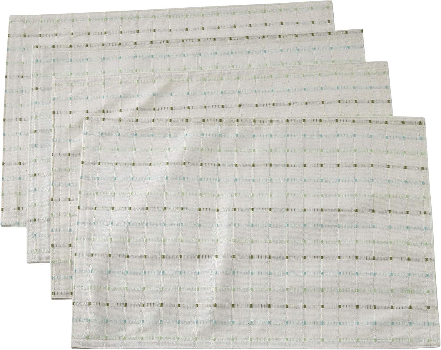 White Stitched Line Cotton Placemats Set of 4