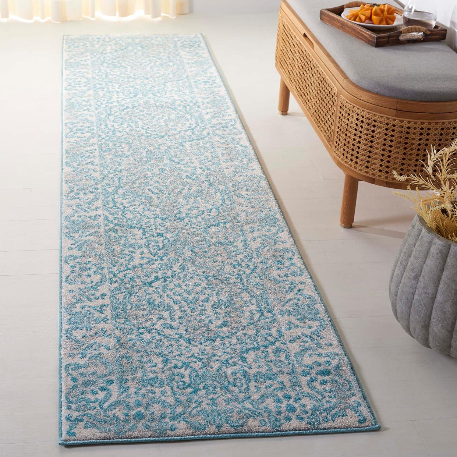 Evoke EVK242 Power Loomed Indoor Runner - Ivory/Light Blue - 2'2"x9' - Safavieh
