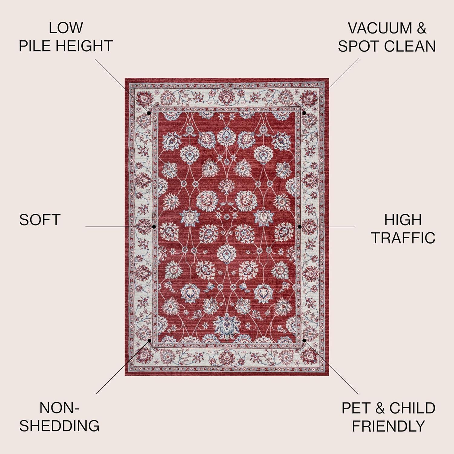 6' x 6' Modern Persian Vintage Moroccan Traditional Area Rug, Red/Ivory - JONATHAN Y