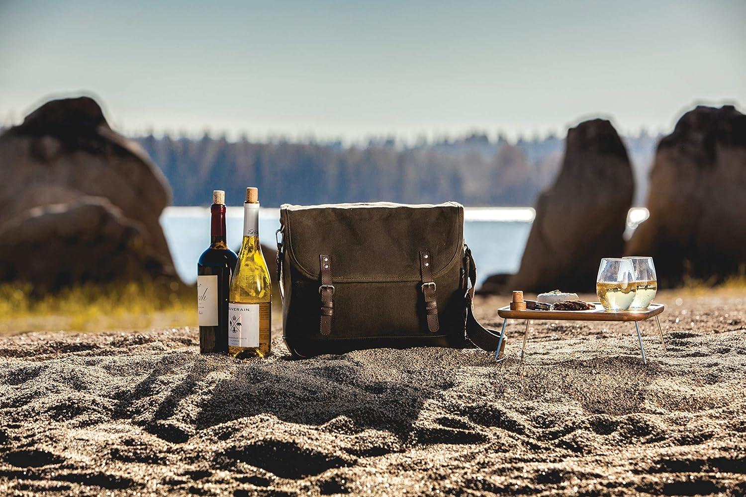 ONIVA™ Adventure Wine Tote Bag - 2 Bottle Wine Bag with Wine Glasses and Mini Table