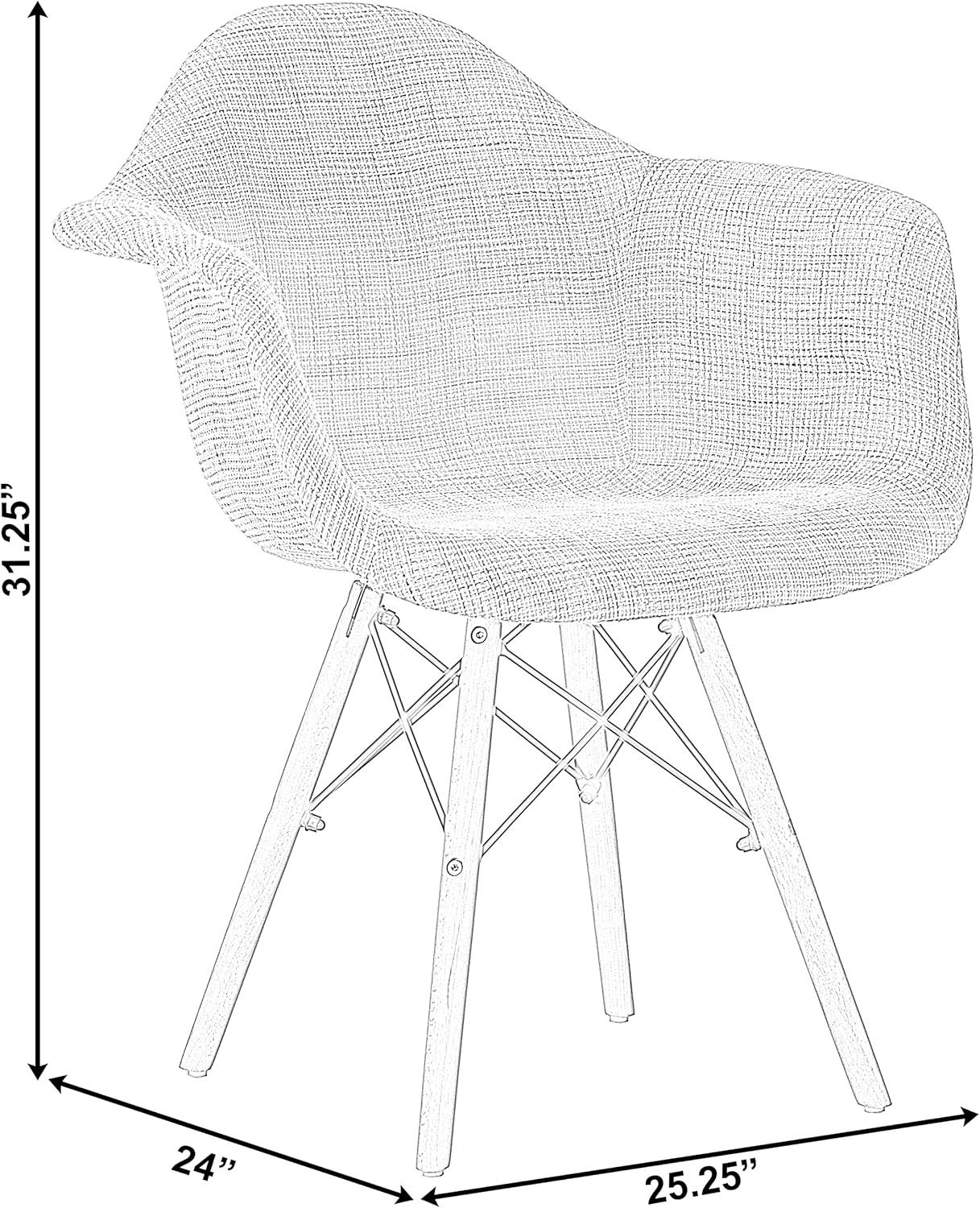 George Oliver Mid-century Modern Style Fabric Lined Armchair With Beech Wooden Legs, Black And White | Wayfair