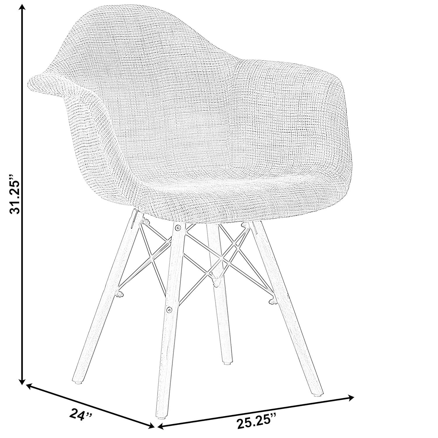 George Oliver Mid-century Modern Style Fabric Lined Armchair With Beech Wooden Legs, Black And White | Wayfair