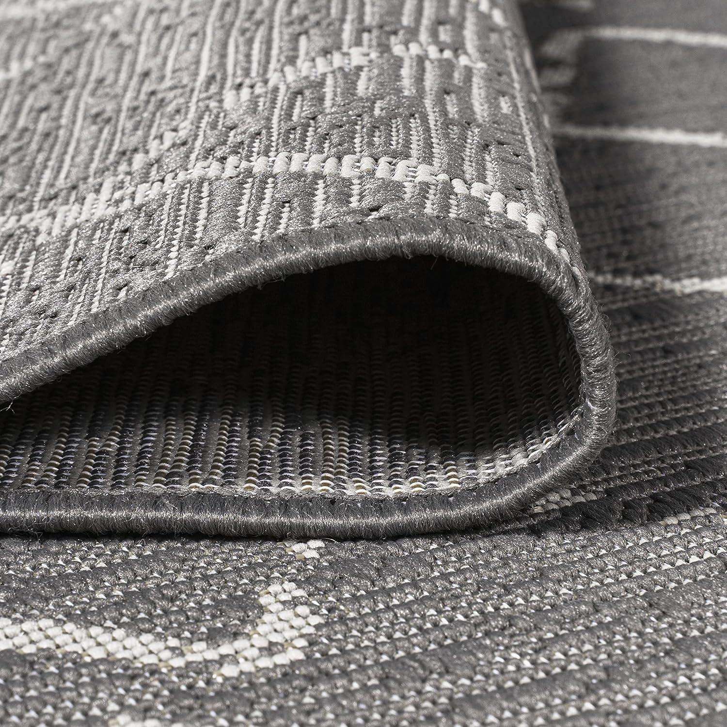 2' x 8' Madaba Moroccan Trellis Indoor/Outdoor Runner Rug, Gray/Cream - JONATHAN Y
