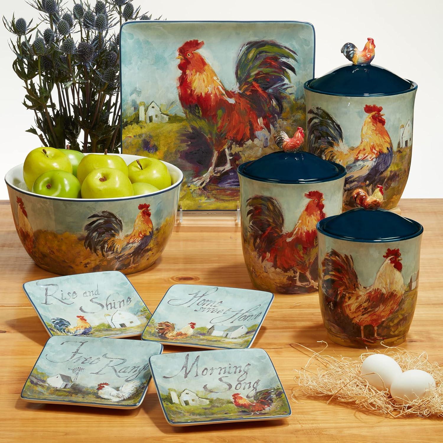 Certified International Rooster Meadow 3-D Roostrer Cookie Jar