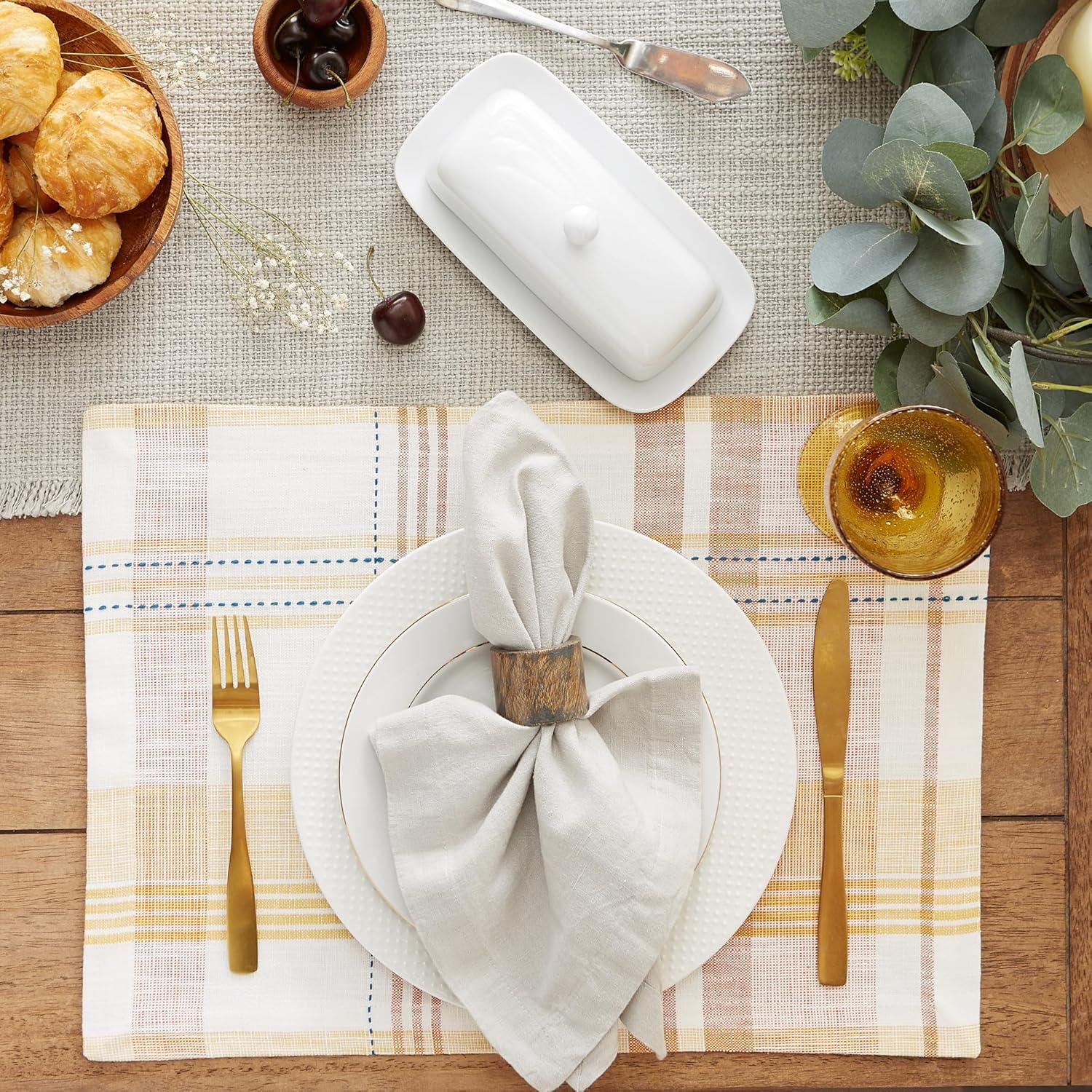 Modern Fall Plaid Cotton Placemat Set, 13x19, 4 Count