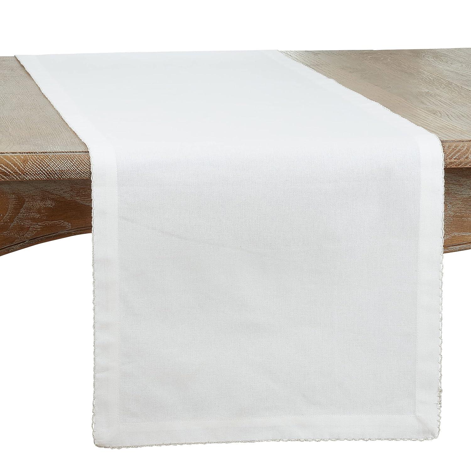 Saro Recotting Solid Color 100% Cotton Table Runner