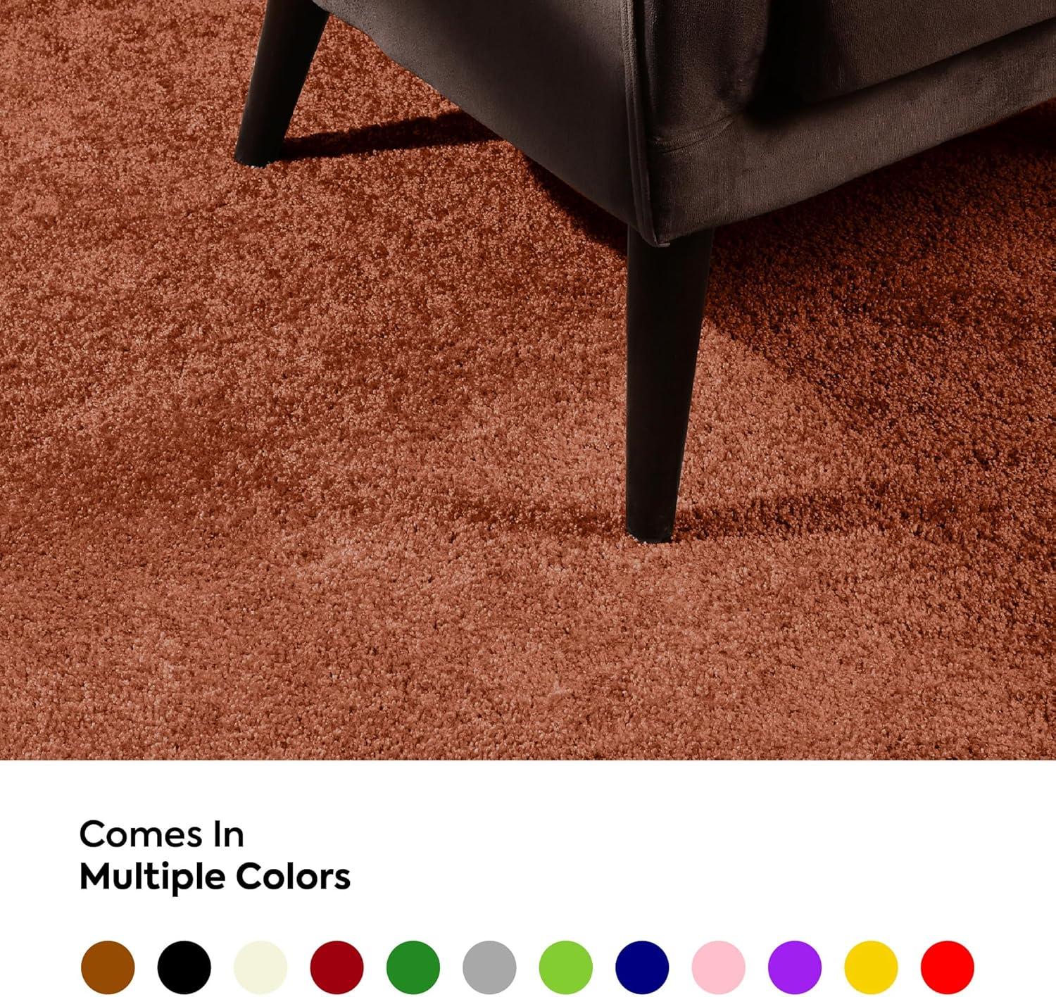 Furnish My Place Modern Plush Pet and Kids Friendly Solid Color Rust Area Rugs, Stain & Fade Resistance, Made in USA, Perfect for Living Room, Dining Room, Bedroom, Playroom and Kidsroom, Event, Wedding Rug