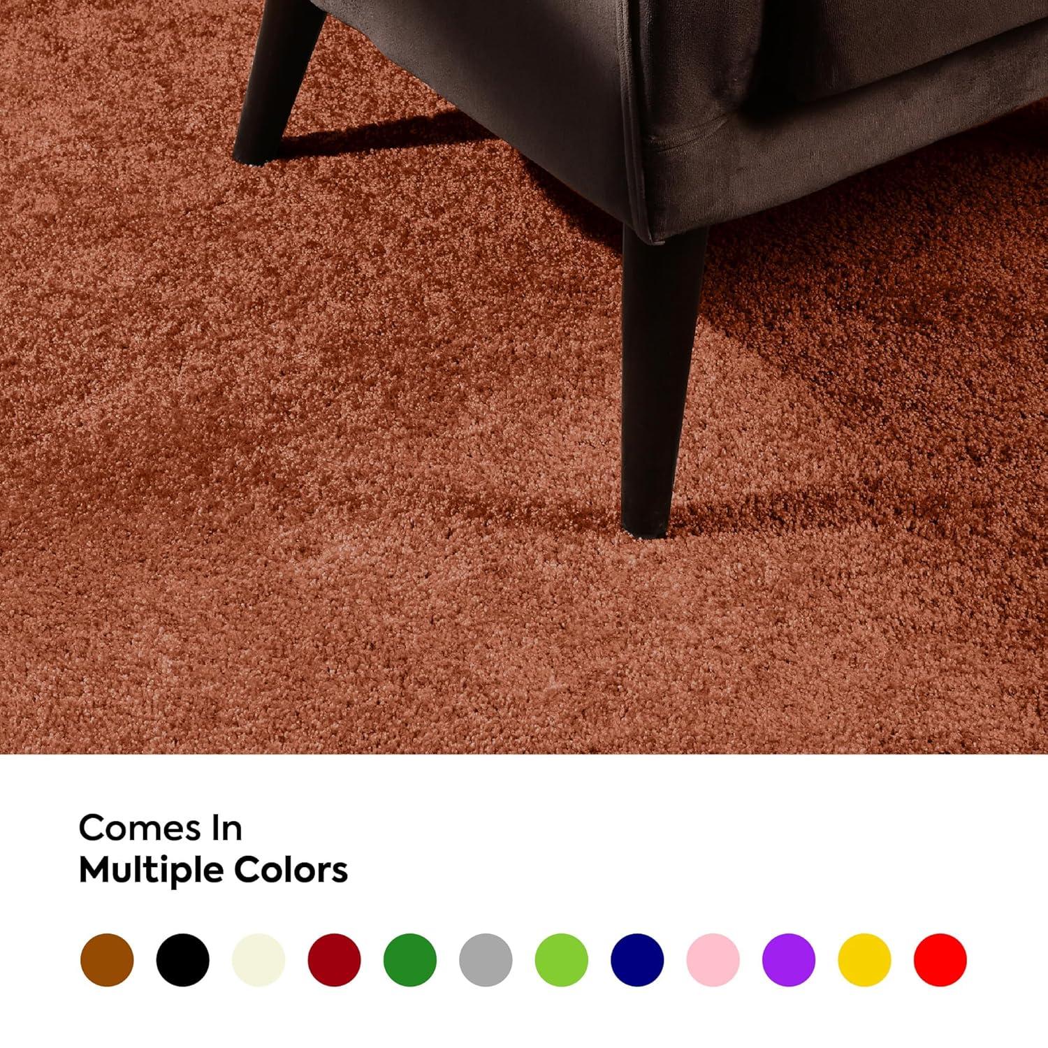 Furnish My Place Modern Plush Pet and Kids Friendly Solid Color Rust Area Rugs, Stain & Fade Resistance, Made in USA, Perfect for Living Room, Dining Room, Bedroom, Playroom and Kidsroom, Event, Wedding Rug