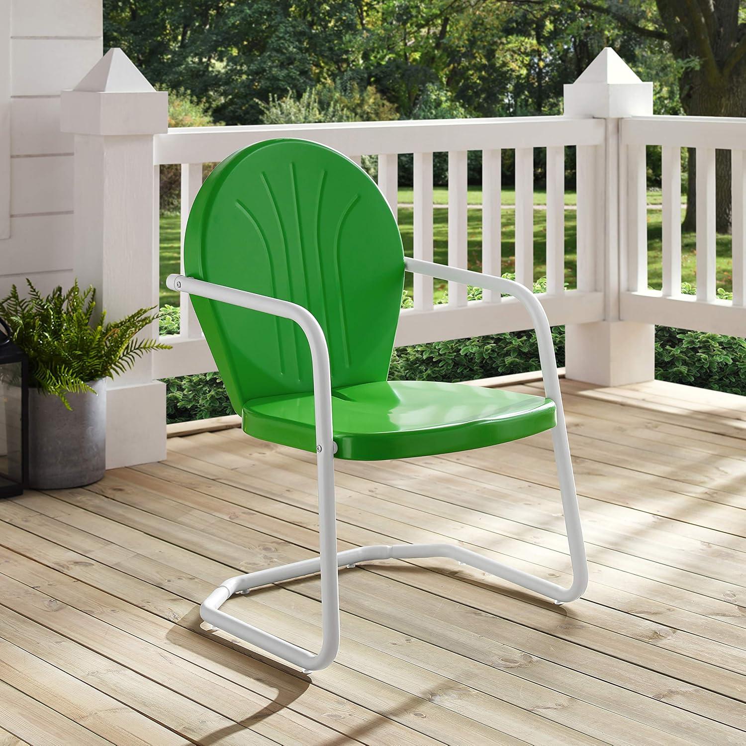 Metal Patio Arm Chair - Green: Crosley, Powder-Coated Steel Frame, UV & Weather-Resistant, 250lb Capacity