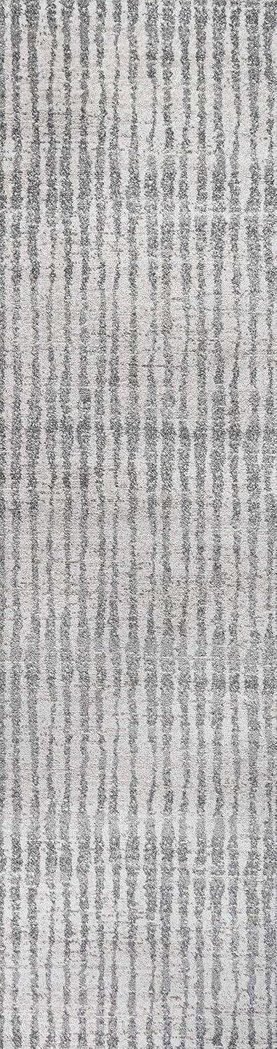 5'x8' Skoura Modern Bold Stripe Area Rug, Beige/Dark Gray - JONATHAN Y