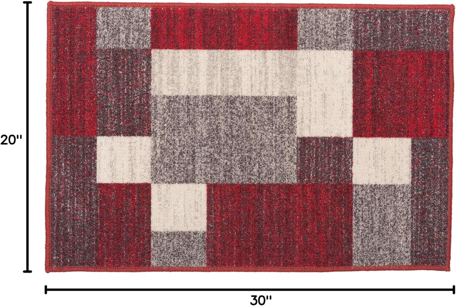 World Rug Gallery Modern Boxes Design Non-slip (Non-skid) Red 20" x 30" Area Rug