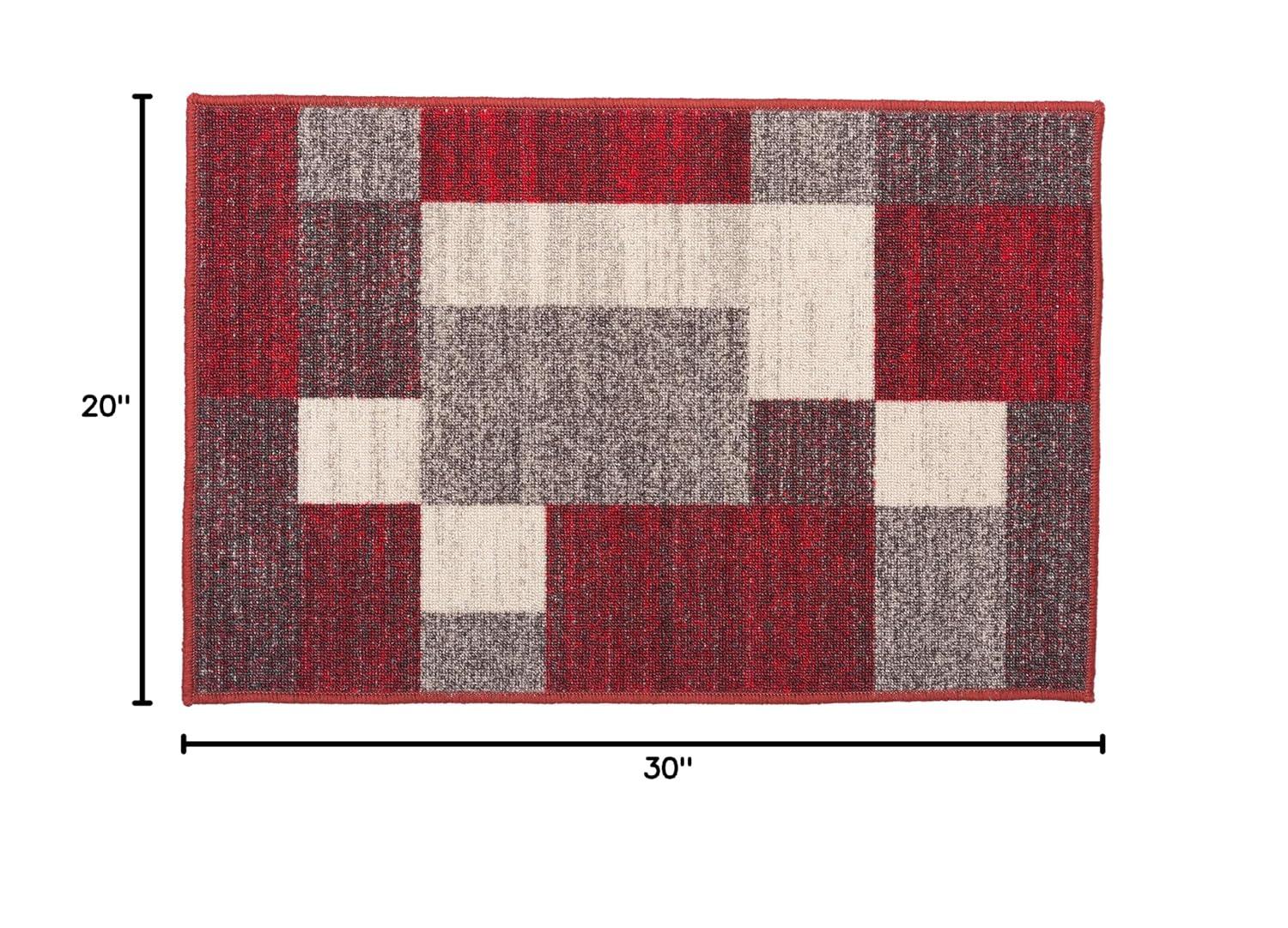 World Rug Gallery Modern Boxes Design Non-slip (Non-skid) Red 20" x 30" Area Rug