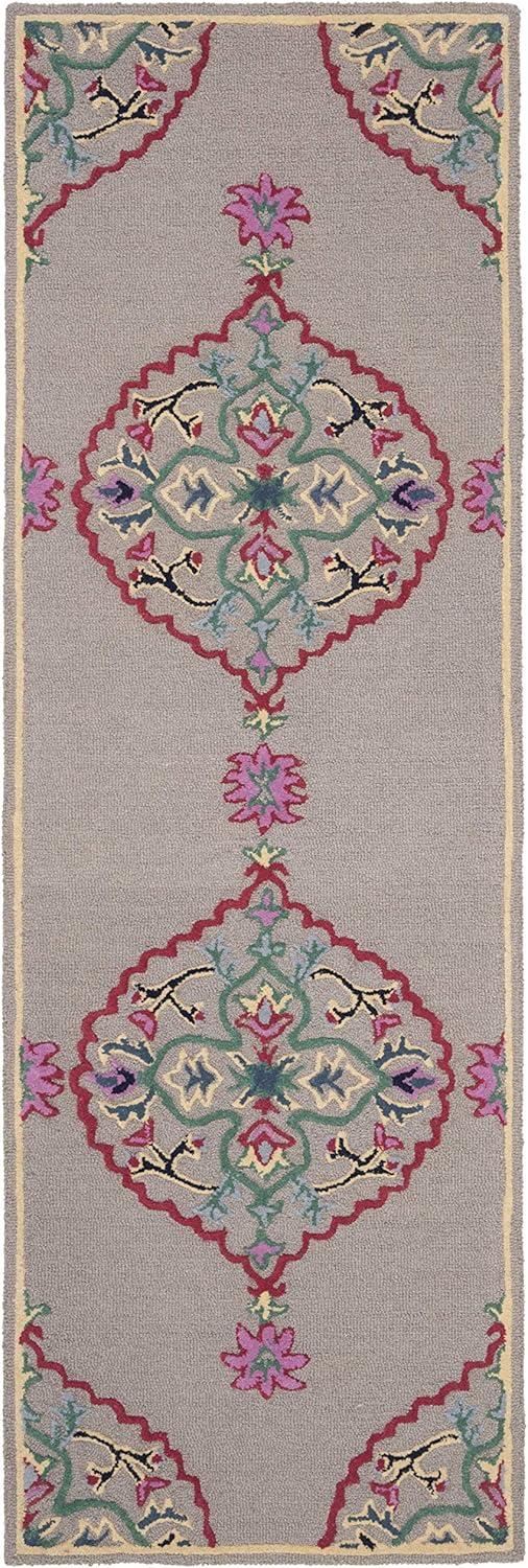SAFAVIEH Bellagio Rio Floral Wool Runner Rug, Dark Grey/Multi, 2'3" x 13'