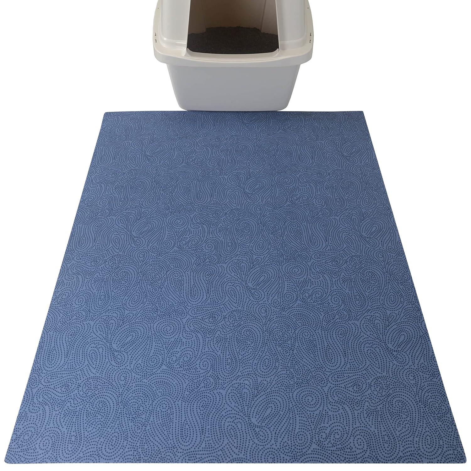 Drymate XL Original Cat Litter Mat, Contains Mess from Box, Protects Floors, Urine-Proof, Machine Washable, Soft on Kitty Paws, Absorbent, Waterproof (29”x36”) (Borage Blue) (USA Made)