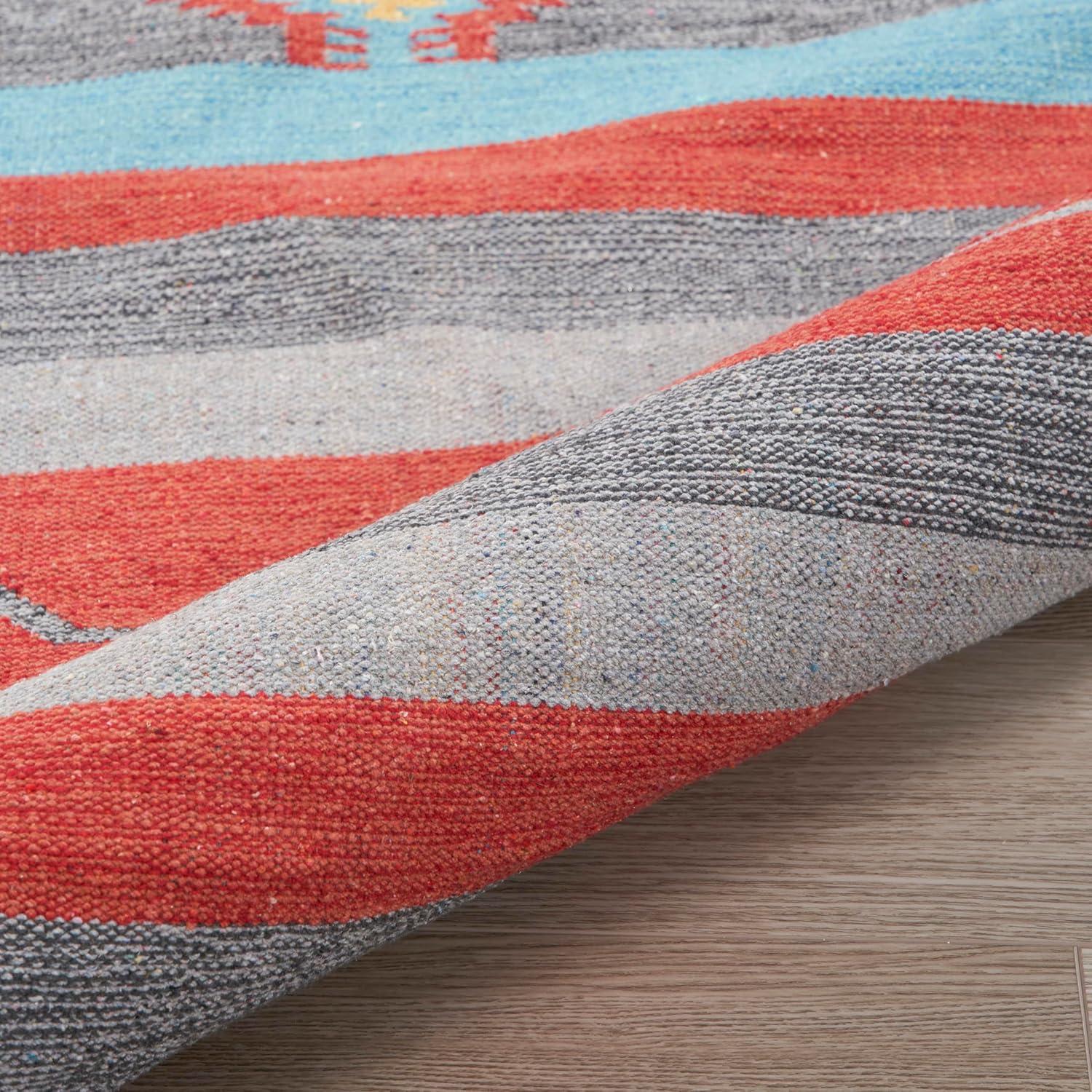 Nourison Baja Tribal Grey/Red 3'6" x 5'6" Area Rug, (4x6)