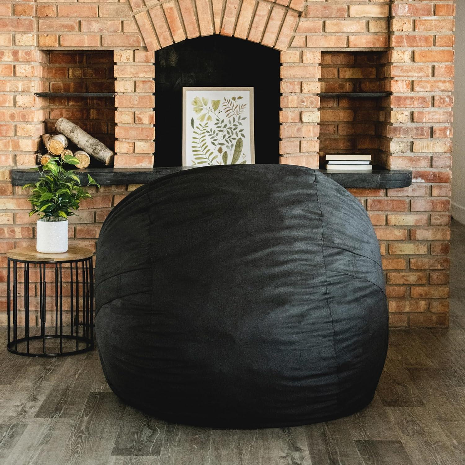 Big Joe Large 4 Foot Foam Filled Bean Bag Chair with Soft Removeable Cover