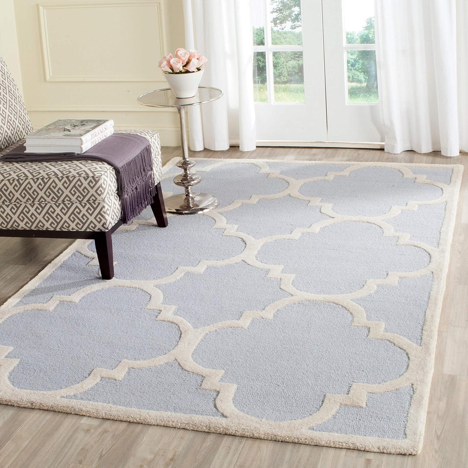 SAFAVIEH Amherst Mason Geometric Area Rug, Navy/Ivory, 4' x 6'