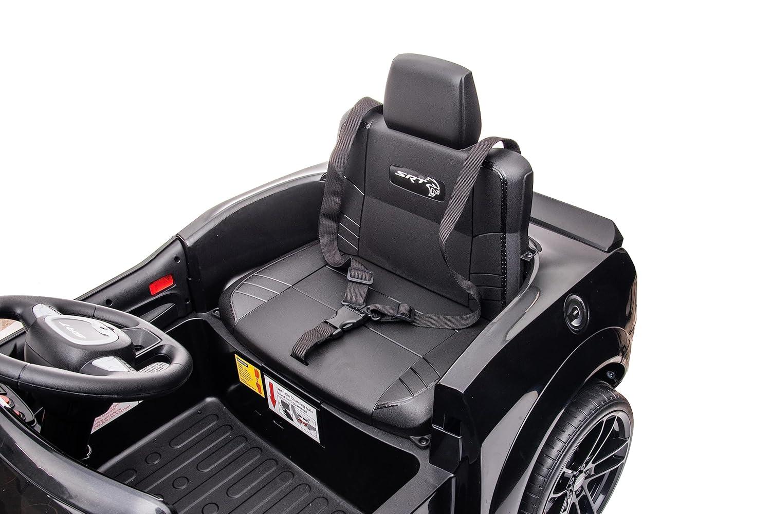 Kids Ride on Car with Remote Control, 12V Licensed Dodge Challenger SRT Ride on Toy, Electric Car Vehicle with Bluetooth, LED Lights, Horn, Battery Powered Toy Car for Boys Girls, Black, D5314