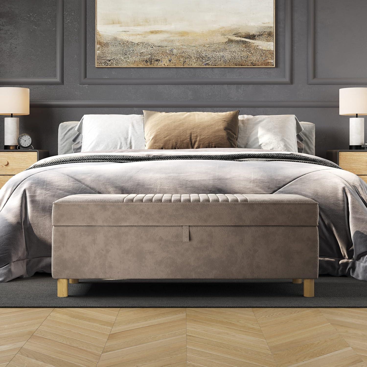 Lavish Home Upholstered Storage Ottoman with Lift Top