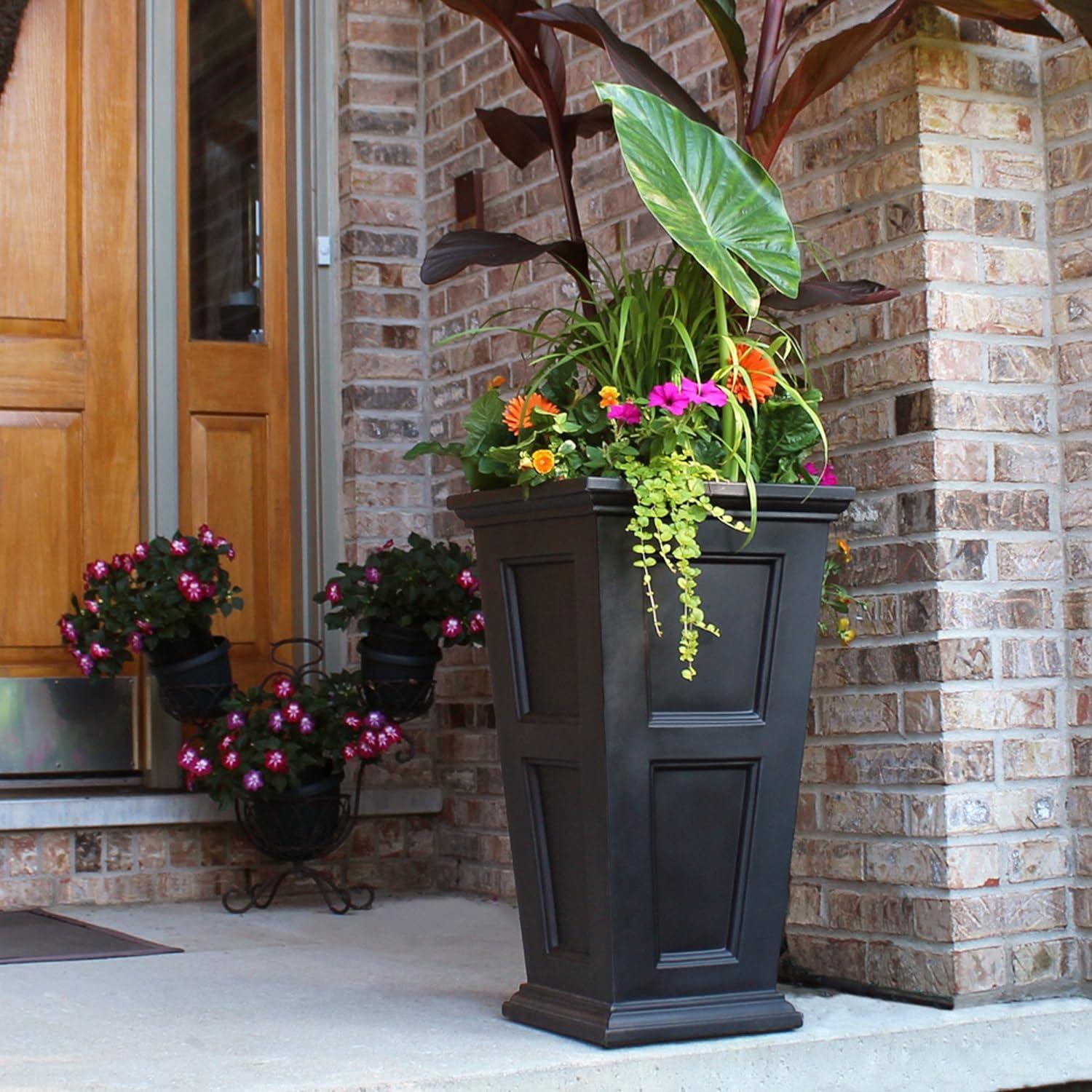 Black 28" Polyethylene Tall Outdoor Planter