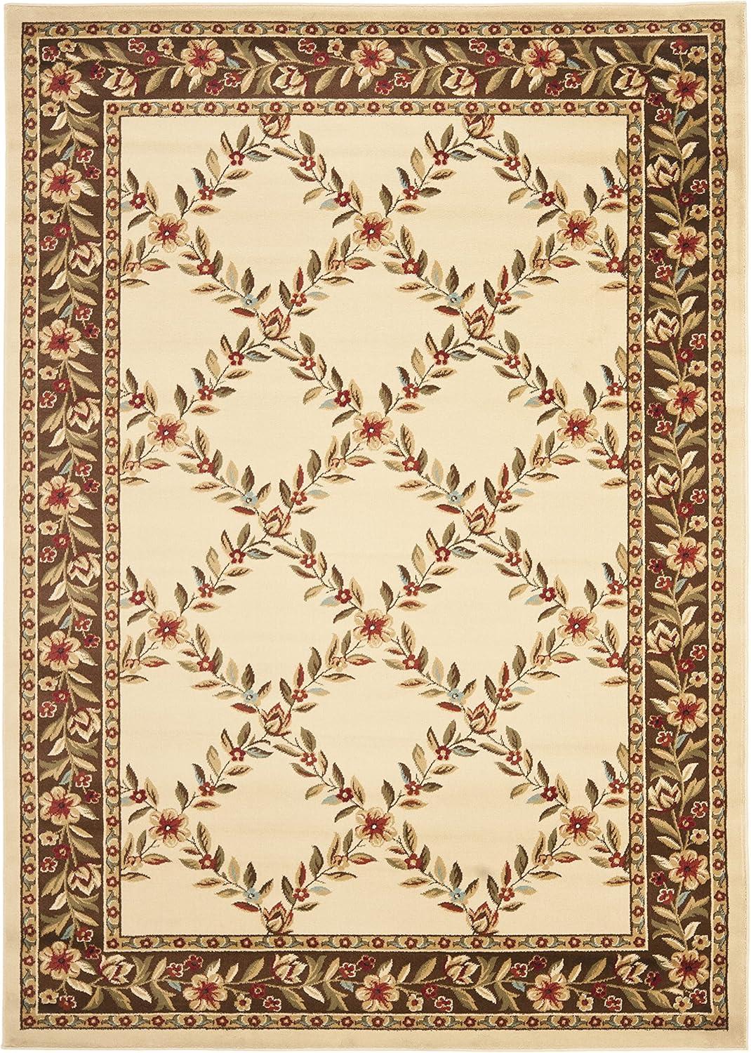 Lyndhurst LNH557 Power Loomed Area Rug - Ivory/Brown - 5'3"x7'6" - Safavieh