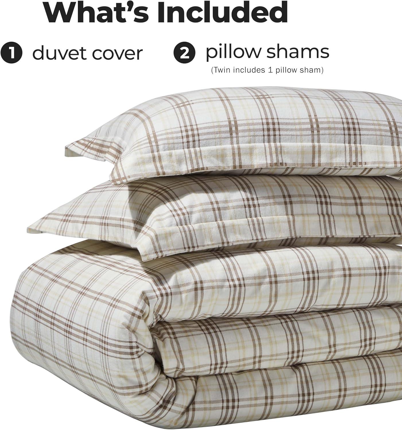 Superior Plaid Flannel Cotton Classic Modern Farmhouse Duvet Cover Set