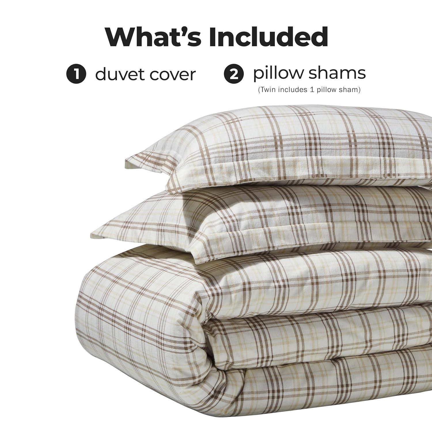 Superior Plaid Flannel Cotton Classic Modern Farmhouse Duvet Cover Set
