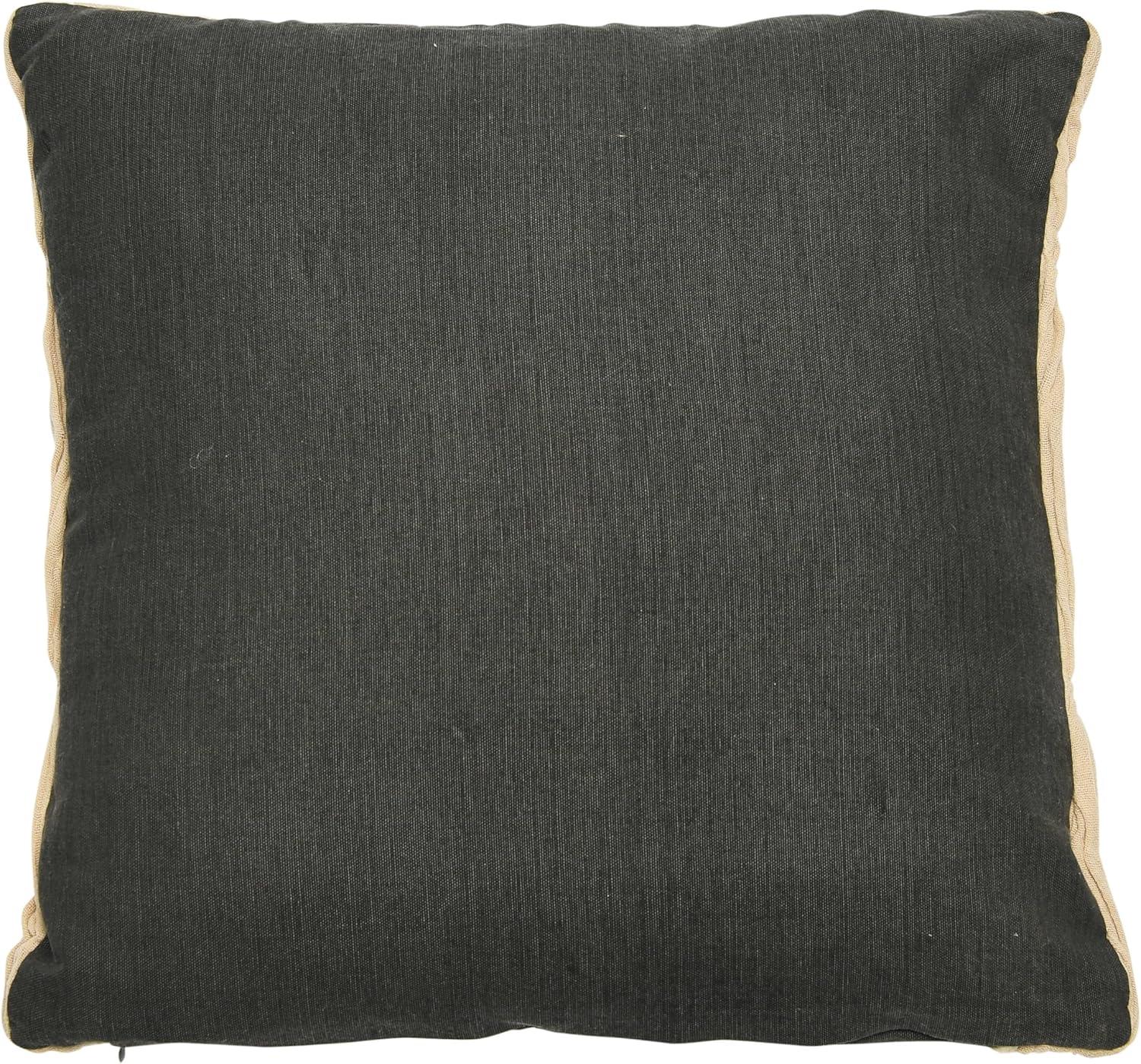 Creative Co-Op Cotton Pillow with Embroidery, Chambray Back