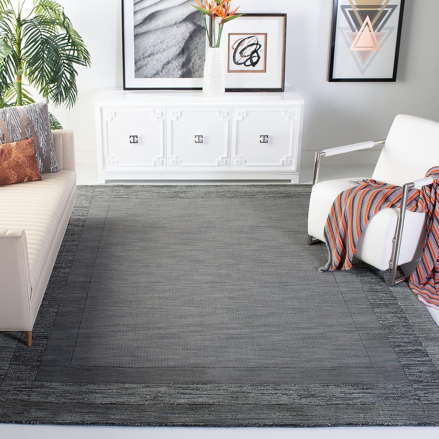 Impressions IM821 Hand Loomed Area Rug - Charcoal/Blue - 7'6"x9'6" - Safavieh