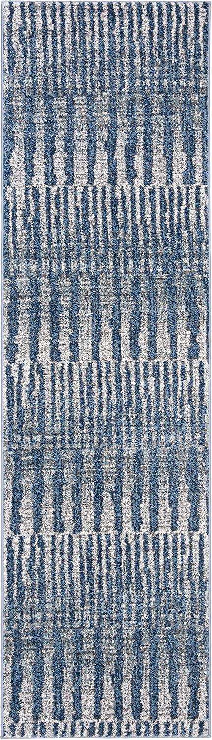 Celestial Charm Navy & Light Grey Synthetic Runner Rug - 26" x 8"