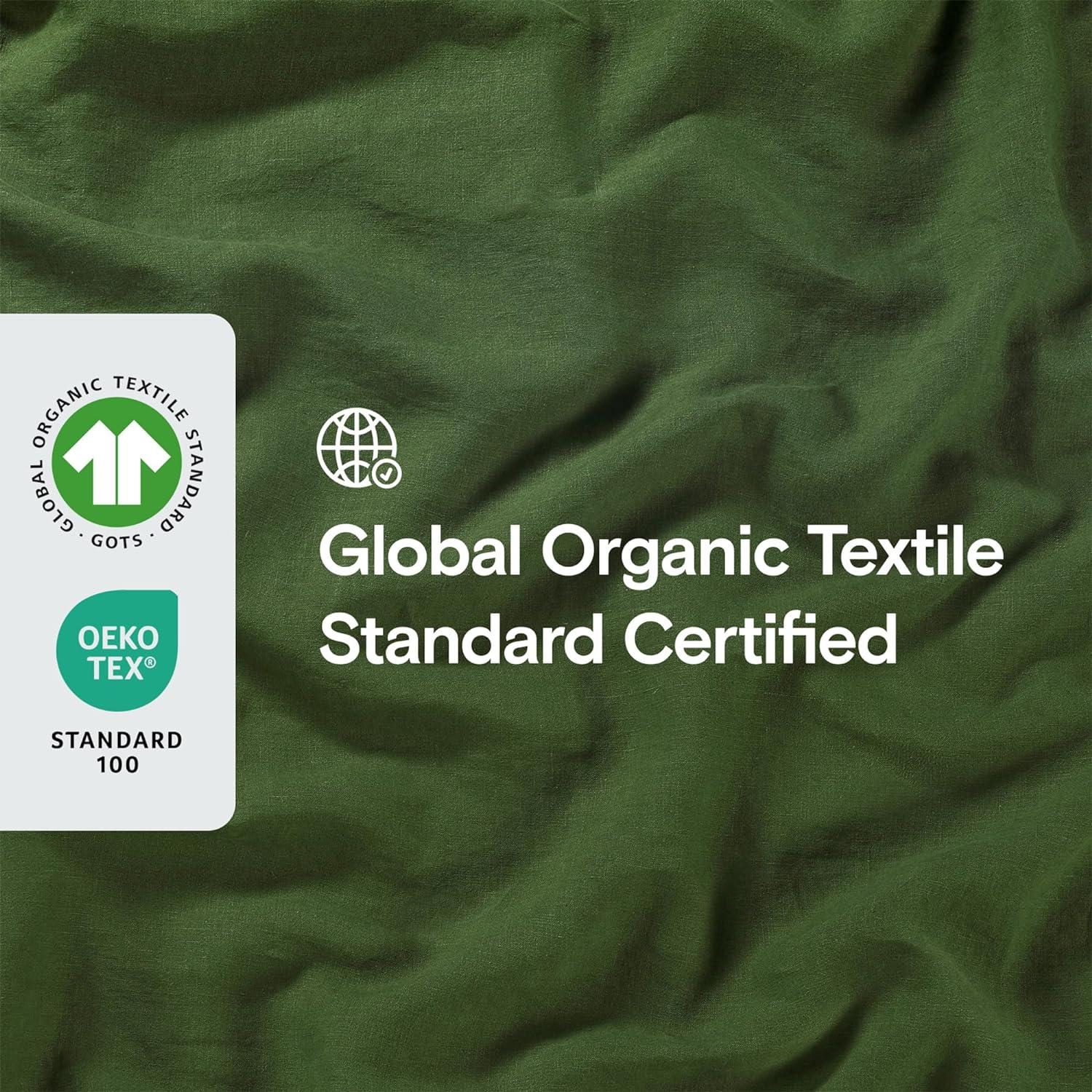 Forest Green Organic Linen Full/Queen Duvet Cover