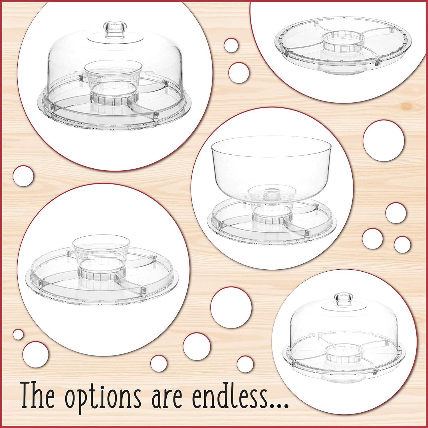 Homeries Acrylic Cake Stand with Lid, Cake Plate, (6 in 1) Multi-Functional Serving Platter, Large Cake Stand with Dome, Cake display stand with lid & Cake Dome - Use as Cake Holder, Cake Cover