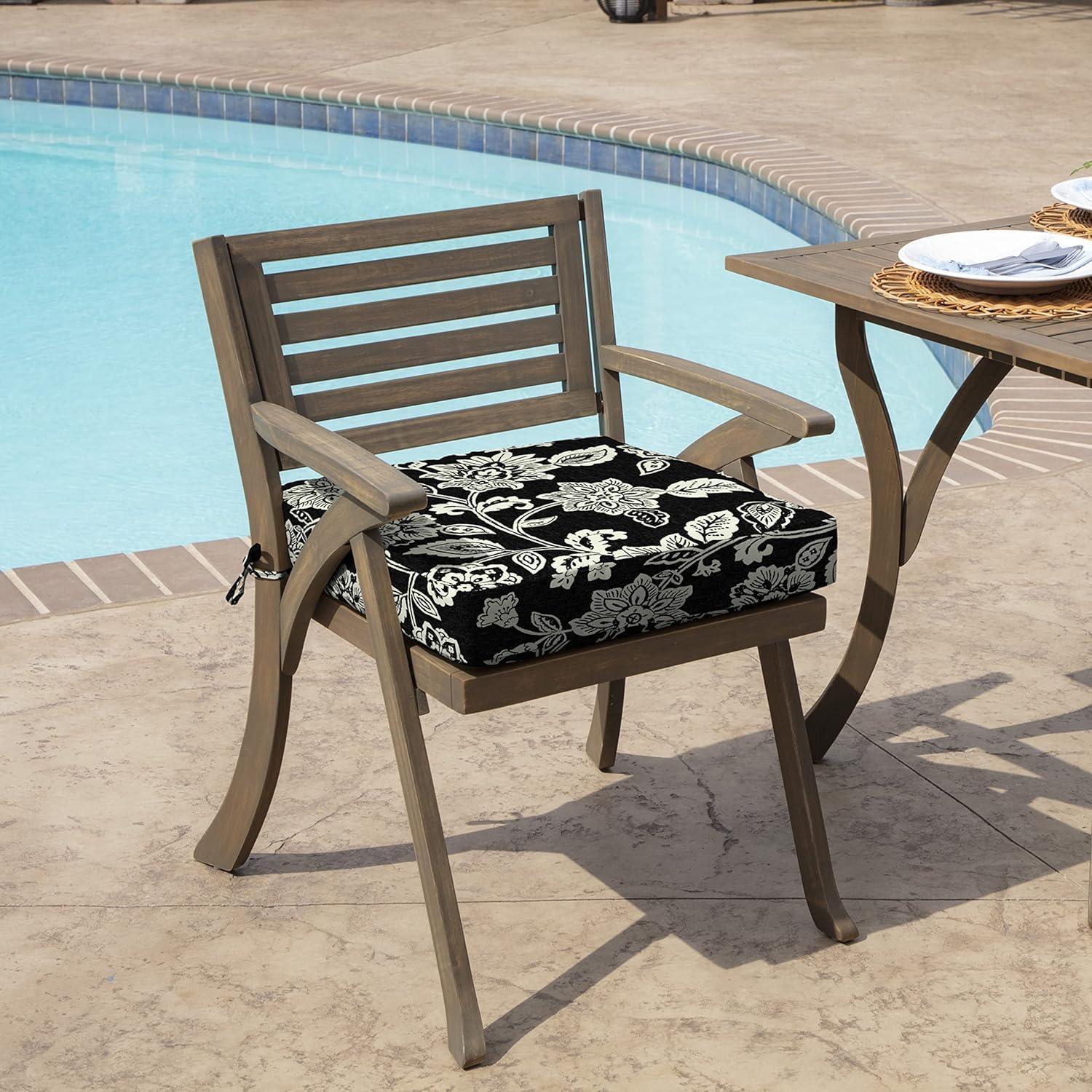 Arden Selections Outdoor Seat Cushion 19 x 19, Ashland Black Jacobean