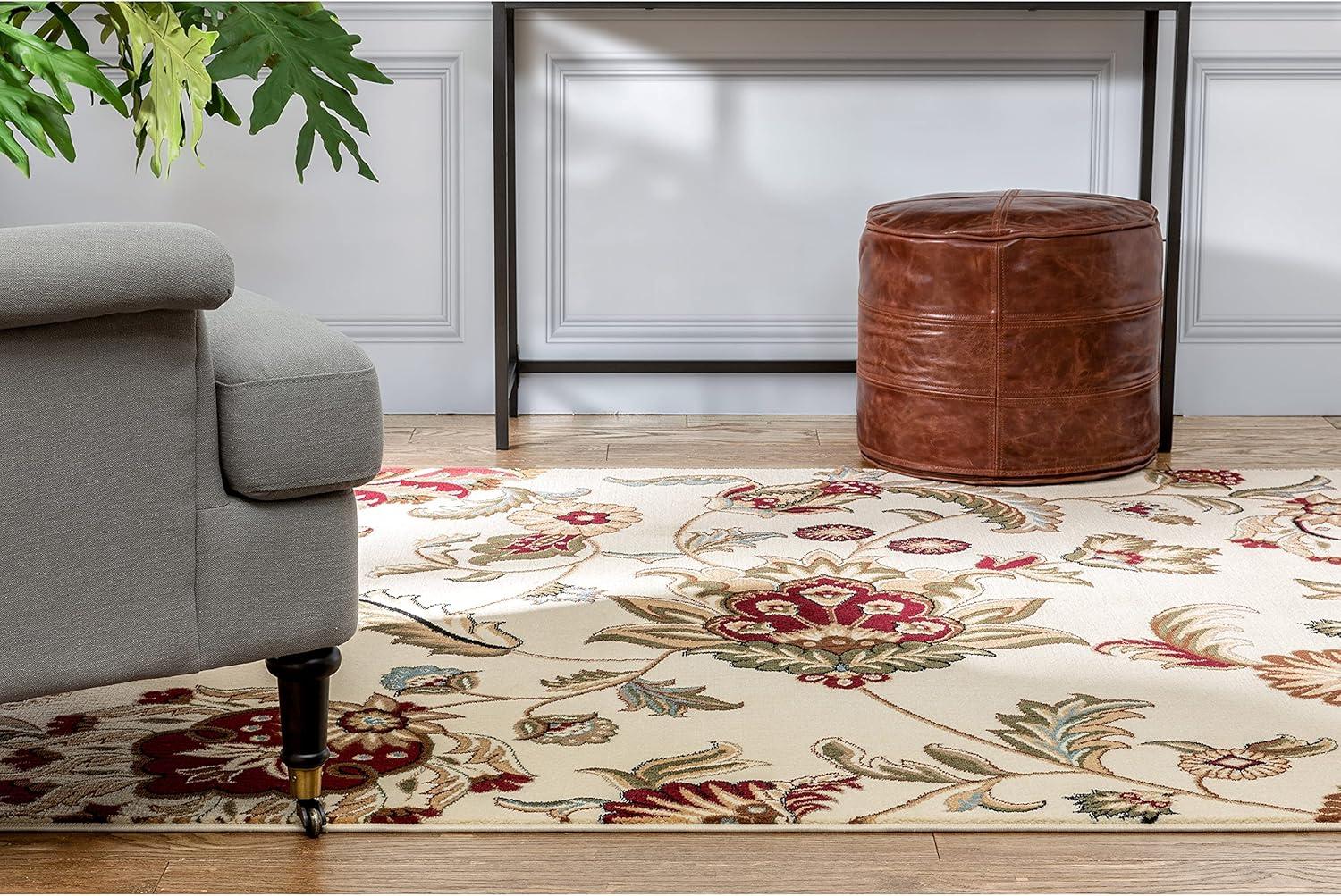 Well Woven Barclay Ashley Oriental Modern Floral Ivory 3'11" x 5'3" Area Rug