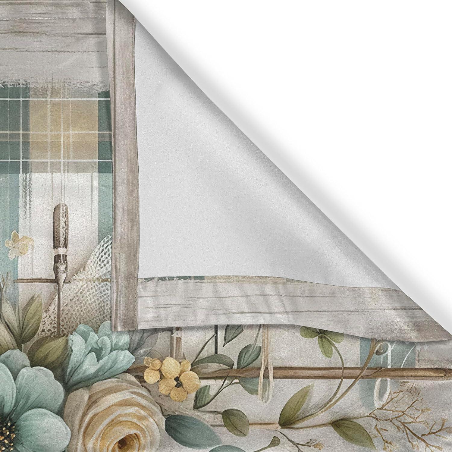 Floral Tailored 55'' W Kitchen Curtain