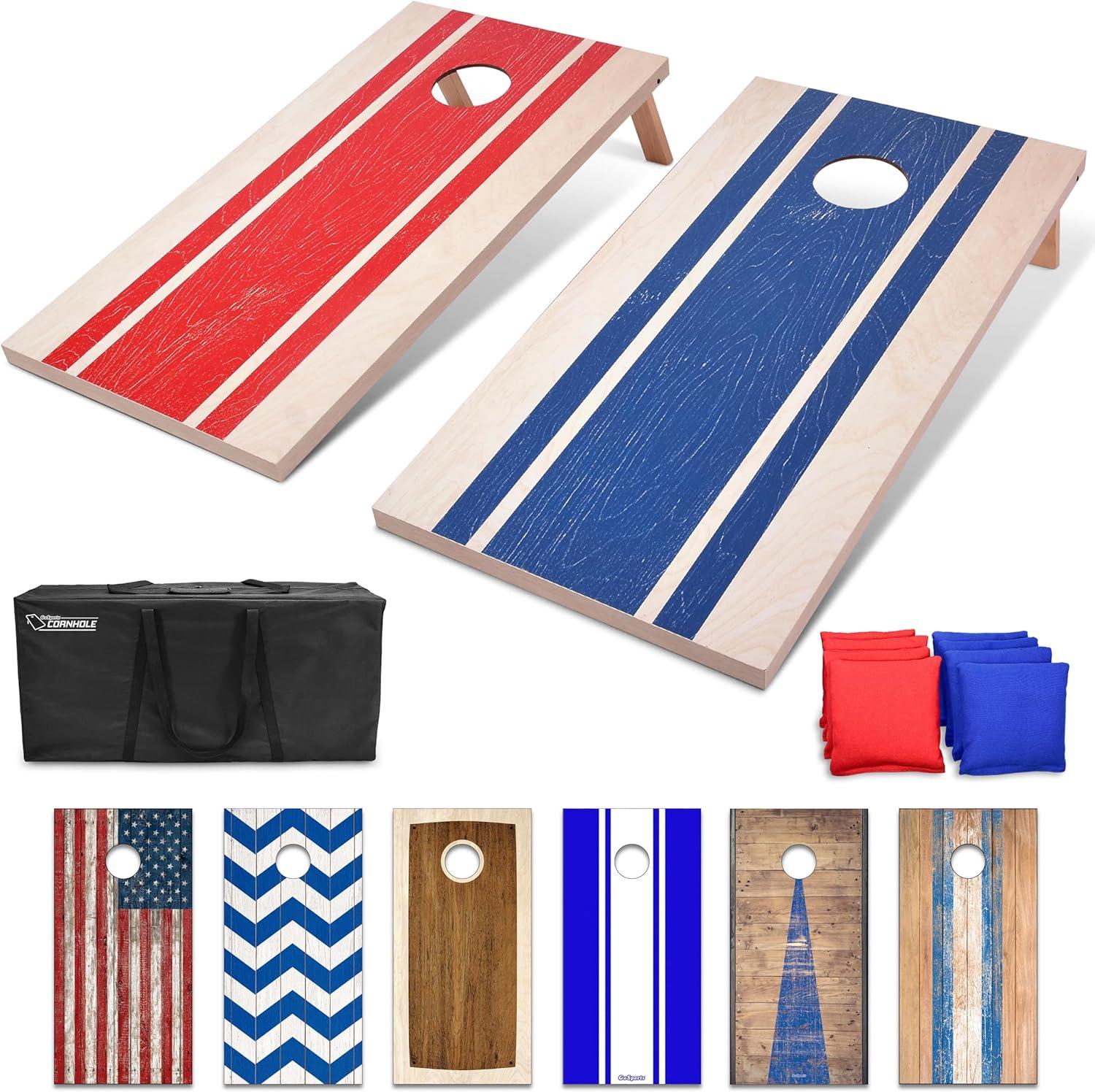 GoSports 4 ft x 2 ft Red and Blue Cornhole Game Set with Bean Bags