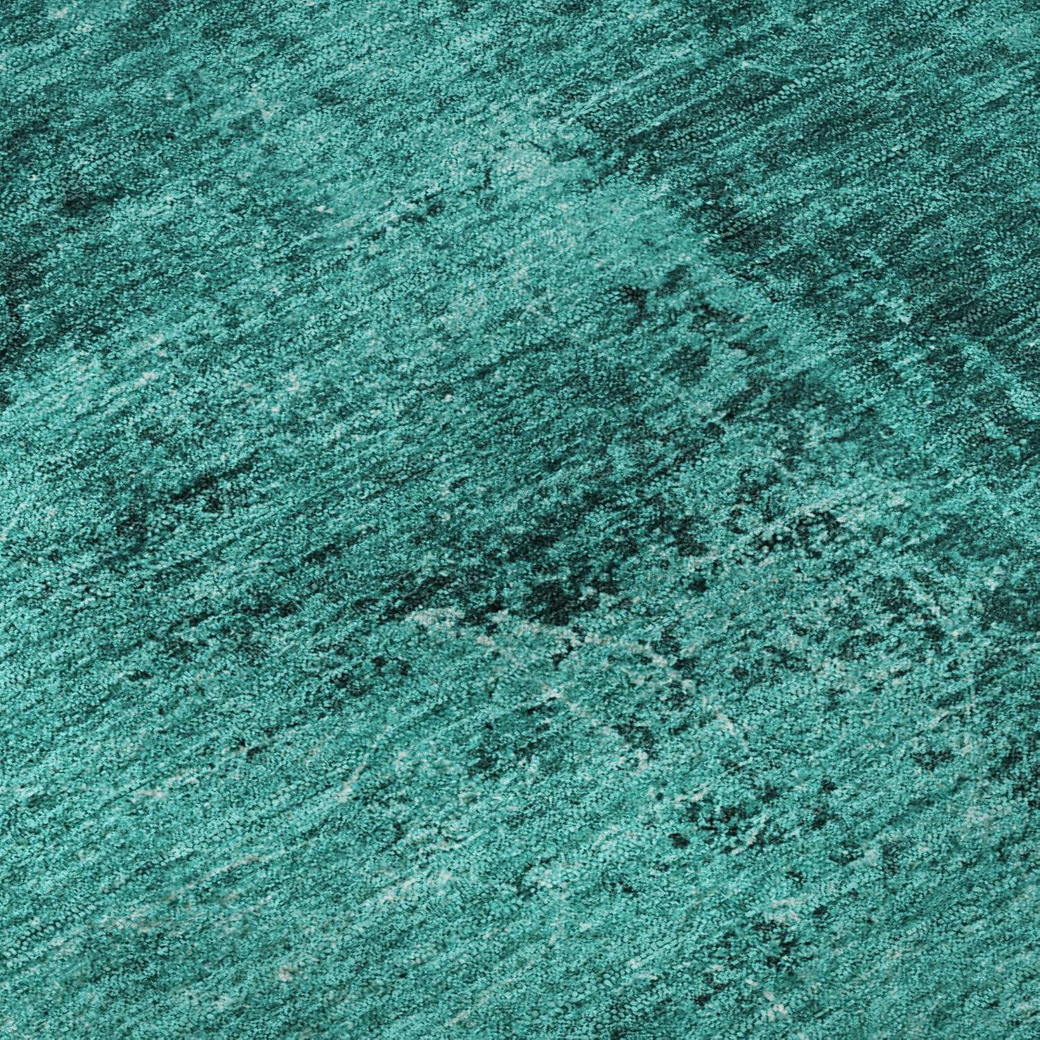 Teal Rectangular Washable Synthetic Rug, 30" x 20"
