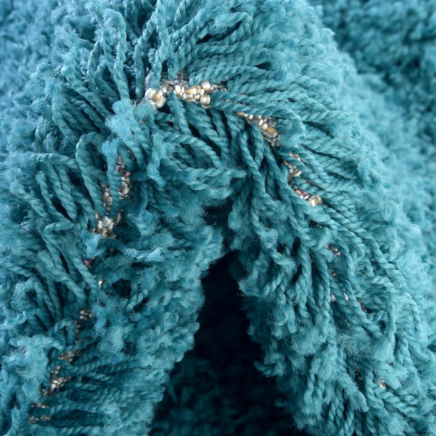 Deep Aqua Blue 5' x 8' Solid Shag Rug