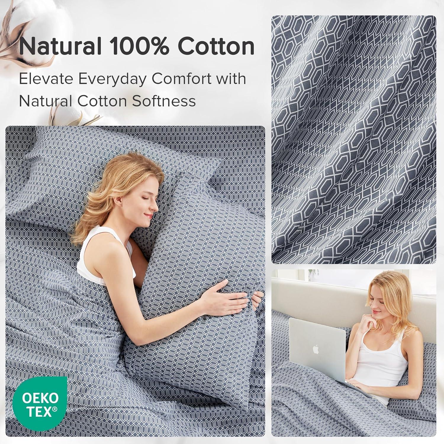 Comfort Spaces Diamond 100% Cotton Printed Sheet Set, Queen, Blue