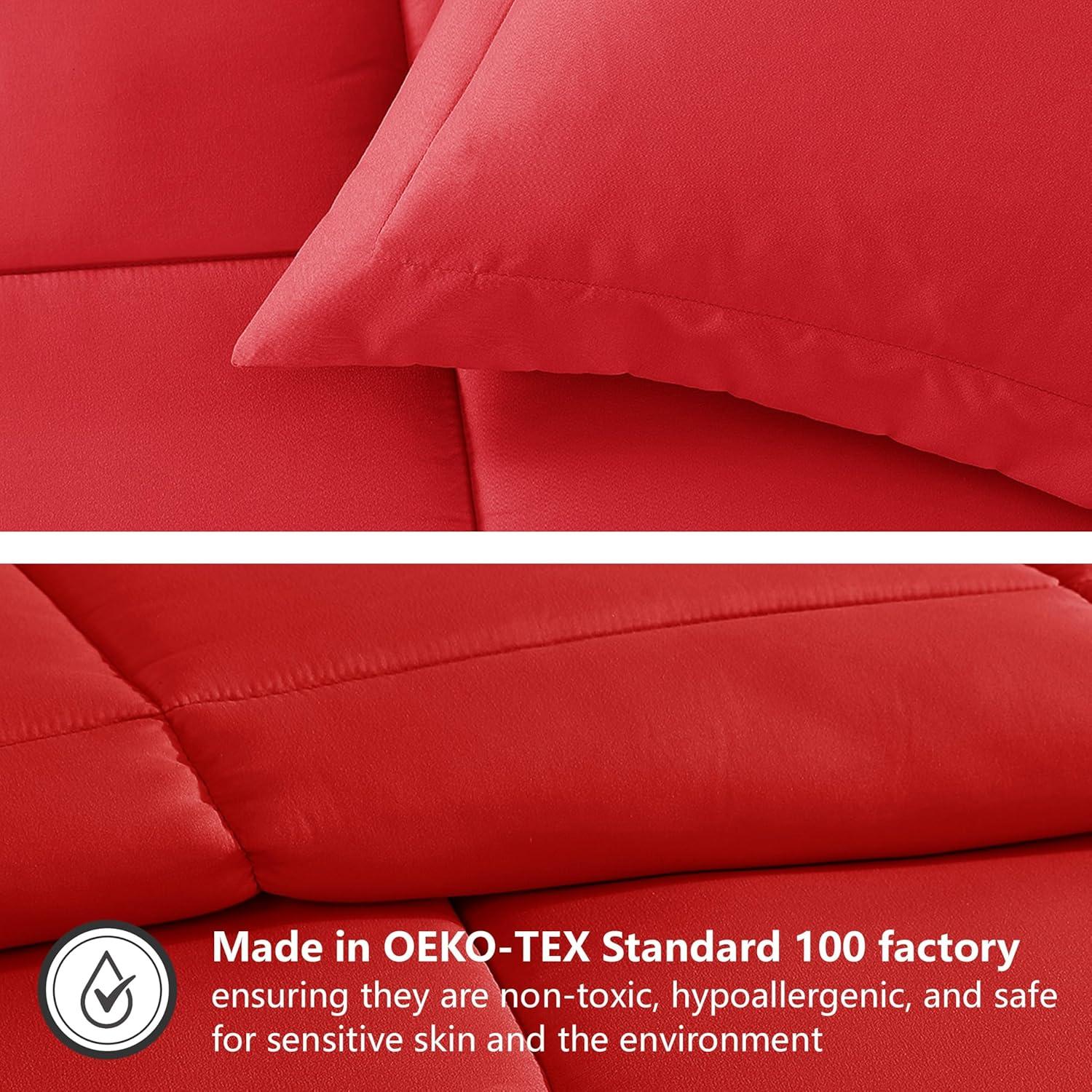 Twin Red Down Alternative Microfiber Comforter Set