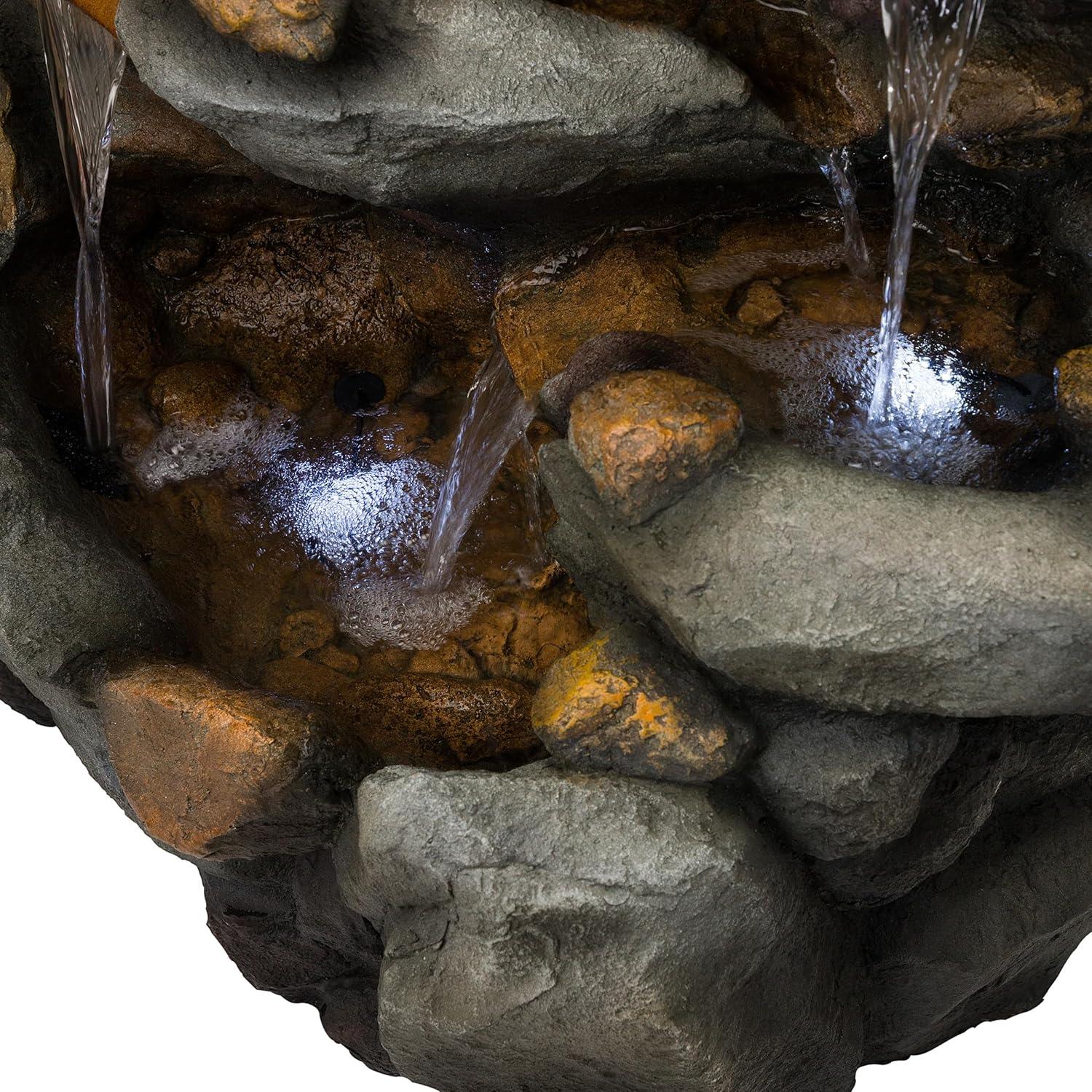 Alpine Corporation 8-Tier Rock Water Fall Fountain, 50 Inch Tall