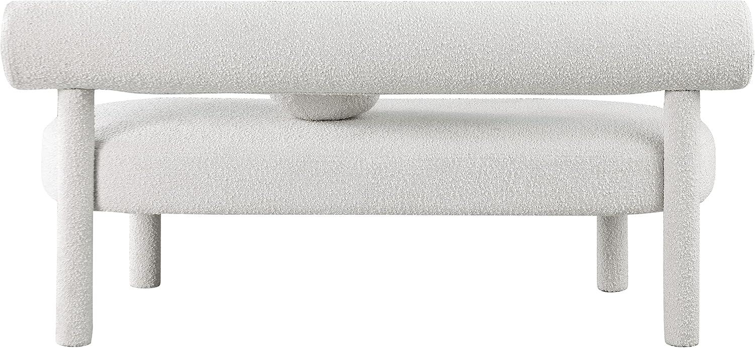 Meridian Furniture Parlor Cream Boucle Fabric Bench